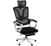 Vinsetto Mesh Office Chair, Adjustable Reclining Desk Chair with Headrest, Lumbar Support, Footrest & Swivel Wheels, Black Aosom UK