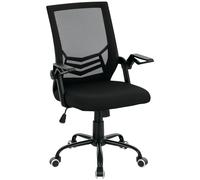 Vinsetto Mesh Office Chair, Computer Desk Chair with Flip-up Armrests, Lumbar Back Support and Swivel Wheels, Black