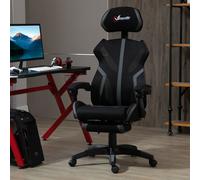 Vinsetto Mesh Task Swivel Chair Office Desk Recliner w/ Lumbar Support, Grey - Black