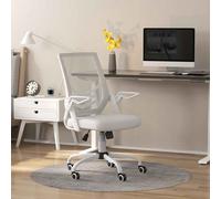 Vinsetto Mesh Office Chair with Flip-up Armrest, Swivel Computer Chair with Lumbar Support, Adjustable Height, Tilt Function for Home/Office, White White