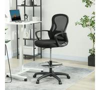 Vinsetto Mesh Office Chair with Lumbar Support, Adjustable Height, Black - Black - Yes - Drafting Chair
