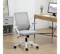 Vinsetto Mesh Office Chair - Desk Chair with Lumbar Support - Flip-up Armrest - Swivel Wheels - Adjustable Height - Grey | TJ Hughes