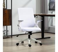Vinsetto Mesh Office Chair For Home With Lumbar Support - Flip-up Arm - Wheels - White | TJ Hughes