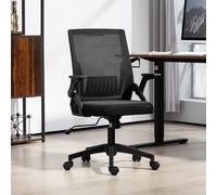 Vinsetto Mesh Office Chair for Home w/ Lumbar Support, Flip-up Arm, Wheels, Black