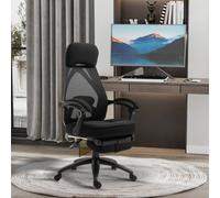 VINSETTO Mesh Swivel Task Chair for Home Office Desk Recliner w/ Footrest Black VINSETTO Black