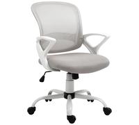 Vinsetto Mesh Task Swivel Chair Home Office Desk w/ Lumbar Back Support, Grey - Grey