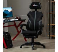 Vinsetto Mesh Task Swivel Chair Office Desk Recliner w/ Lumbar Support, Grey