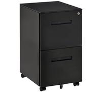 Vinsetto Metal Mobile File Cabinet with Wheels, Lockable 2 Drawer Filing Cabinet for A4, Legal, Letter, Compact Under Desk Storage Unit with Pre-Assembled Body for Home Office, 39 x 48 x 67cm, Black B