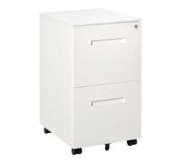 Vinsetto Metal Mobile File Cabinet with Wheels, Lockable 2 Drawer Filing Cabinet for A4, Legal, Letter, Compact Under Desk Storage Unit with Pre-Assembled Body for Home Office, 39 x 48 x 67cm, White