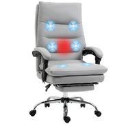 Vinsetto Massage Office Chair w/ Heat & Vibration, Executive Office Chair w/ Footrest, Armrest, Reclining Back & Cat Scratch Resistant Fabric, Grey Aosom UK