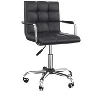 Vinsetto Mid Back Home Office Chair Swivel Computer Chair with Armrests, White - Black