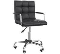 Vinsetto Mid Back Home Office Chair Swivel Computer Chair with Armrests - Black | TJ Hughes