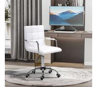 VINSETTO Mid Back PU Leather Home Office Chair Swivel Desk Chair with Arm, Wheel in White VINSETTO White