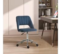 Vinsetto Mid Back Office Chair, Velvet Fabric Swivel Scallop Shape Computer Desk Chair for Home Study Bedroom, Dark Blue Blue