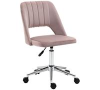 Vinsetto Mid Back Office Chair, Velvet Fabric Swivel Scallop Shape Computer Desk Chair for Home Study Bedroom, Pink Pink