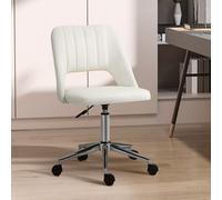 Vinsetto Mid-Back Swivel Home Office Chair Scallop Computer Chair VINSETTO Cream One Size