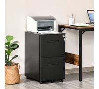 Vinsetto Mobile Lockable File Cabinet w/ Adjustable Hanging File Folder Black - Black