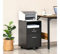 VINSETTO Mobile File Cabinet Lockable Documents Storage w/ 5 Wheels in Black VINSETTO Black
