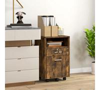 Vinsetto Mobile File Cabinet Lockable Documents Storage W/ 5 Wheels Rustic Brown