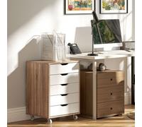 Vinsetto Mobile Filing Cabinet, 5-Drawer File Cabinet With Wheels, Oak
