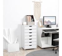 Vinsetto Mobile Filing Cabinet, 7-Drawer File Cabinet With Wheels, White
