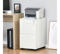 Mobile File Cabinet Home Filing Furniture with Adjustable Partition, Lock, White