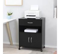 Vinsetto Mobile Printer Stand w/ Storage Shelf Universal Wheels for Home Black | TJ Hughes