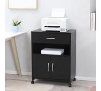 Vinsetto Printer Stand Mobile Printer Cabinet with Storage, Open Shelf, Drawer for Home Office, 60cm x 39cm x 80cm, Black Black