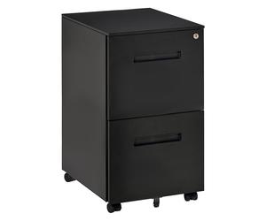Vinsetto Mobile Steel File Cabinet, 2-Drawer Filing Cabinet, Vertical Lockable H