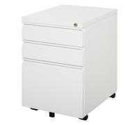 HOMCOM Mobile Vertical File Cabinet Lockable Metal, White