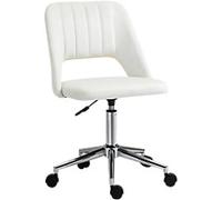 Vinsetto Mid-Back Swivel Home Office Chair Scallop Computer Chair Pink - Cream White