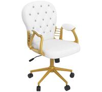 Vinsetto Office Chair Ergonomic 360° Swivel Diamante Tufted Home Work Velour Padded Base 5 Castor Wheels Cream White | TJ Hughes Grey