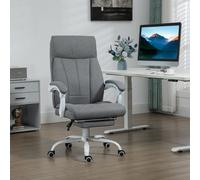 Vinsetto Office Chair, Ergonomic Desk Chair, Fabric Work Study Chair with 155° Reclining Back and Footrest, Adjustable Height and Swivel Wheels, Grey Grey