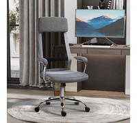 Vinsetto Office Chair, Ergonomic Desk Chair, High Back Computer Chair with Adjustable Height, Swivel Rolling Wheels, Mesh Back and Linen-Feel Fabric Seat for Home and Study, Grey Grey