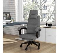 Vinsetto Office Chair, Ergonomic Desk Chair, High Back Fabric Work Chair with 160° Reclining Backrest, Retractable Footrest, Neck and Lumbar Pillow for Home and Study, Dark Grey Grey