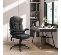 VINSETTO Office Chair, Ergonomic Desk Chair w/ 6-Point Massage & Back Heated, Linen-Feel Fabric Computer Gaming Chair w/ Adjustable Arms, Lumbar VINSETTO Black