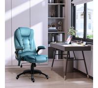 VINSETTO Office Chair, Ergonomic Desk Chair w/ 6-Point Massage & Back Heated, Linen-Feel Fabric Computer Gaming Chair w/ Adjustable Arms, Lumbar VINSETTO Blue