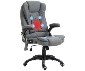 VINSETTO Office Chair, Ergonomic Desk Chair w/ 6-Point Massage & Back Heated, Linen-Feel Fabric Computer Gaming Chair w/ Adjustable Arms, Lumbar VINSETTO Grey