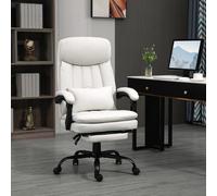 Vinsetto Office Chair, Ergonomic Desk Chair with 6-Point Vibration Massage and Lumbar Heating, Computer Chair with Lumbar Support Pillow, 155° Reclining Back and Footrest, Cream White Cream