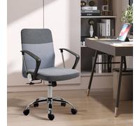 Vinsetto Office Chair Linen Fabric Swivel Computer Desk Chair Home Study Adjustable Chair with Wheels, Grey Grey
