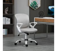 Vinsetto Office Chair Mesh Swivel Desk Chair With Lumbar Back Support Adjustable Height Armrests Grey