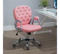 Vinsetto Office Chair PU Diamante Padded Ergonomic 360 Swivel Pink