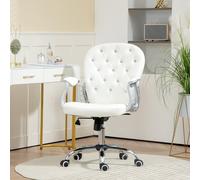 Vinsetto Office Chair PU Diamante Padded Ergonomic 360° Swivel White - White