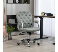 Vinsetto Office Chair PU Diamante Padded Ergonomic 360° Swivel White - Grey