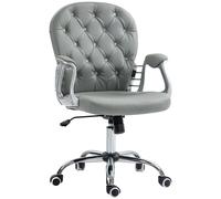 Vinsetto Office Chair PU Diamante Padded Ergonomic 360° Swivel White - Grey