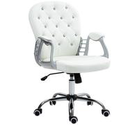 Vinsetto Office Chair PU Diamante Padded Ergonomic 360° Swivel - White/Grey/Pink - White | TJ Hughes