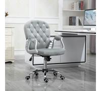 Vinsetto Office Chair Velour Diamond Tufted Padded Ergonomic 360° Swivel Pink - Grey
