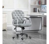Office Chair Luxury Velour Diamond Tufted Padded Ergonomic 360 Swivel Grey