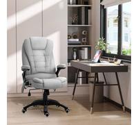 VINSETTO Office Chair, Ergonomic Desk Chair w/ 6-Point Massage & Back Heated, Linen-Feel Fabric Computer Gaming Chair w/ Adjustable Arms, Lumbar VINSETTO Light Grey