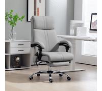 Vinsetto Office Chair with 4-point Vibration Massage and Heat, PU Leather High Back Recliner Desk Chair with Adjustable Height, Armrest, Footrest, Swivel Computer Chair for Home, Light Grey Grey